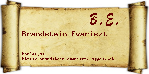 Brandstein Evariszt névjegykártya